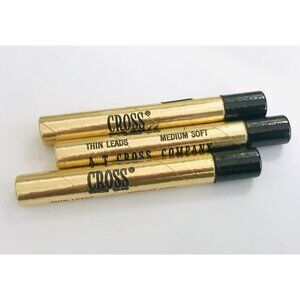 3 Vintage Cross Pencil Refills Thin Leads Medium Soft 15 Pieces Each Paper Tubes